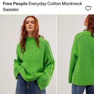 Free People Vibrant Green Mockneck Sweater